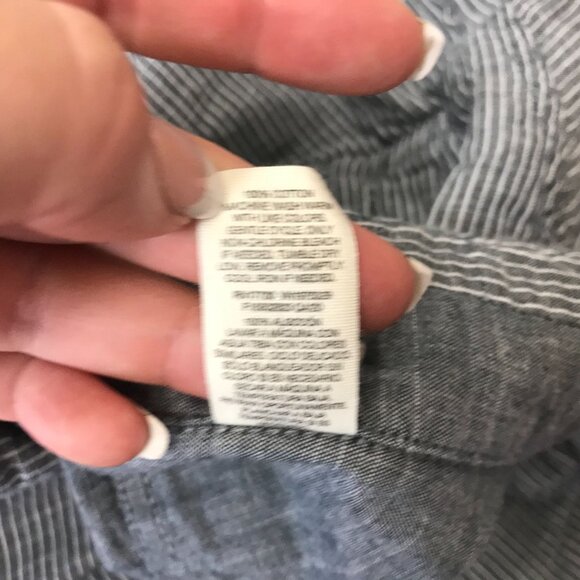 LEVI STRAUSS - WOMEN'S LARGE - BLUE/WHITE STRIPE LONG SLEEVE COLLARED DRESS - Picture 5 of 5